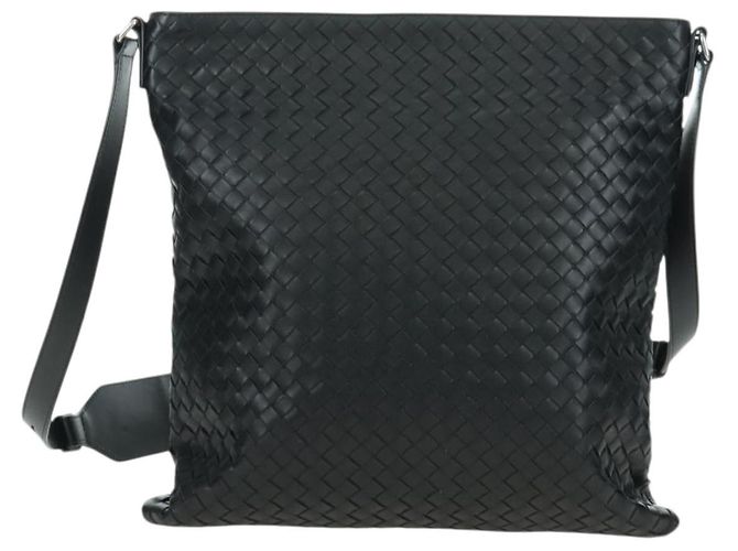 Borsa a Spalla in Pelle Nera Intrecciato Bottega Veneta Argento Auth am11497SAV Nero - vista 3