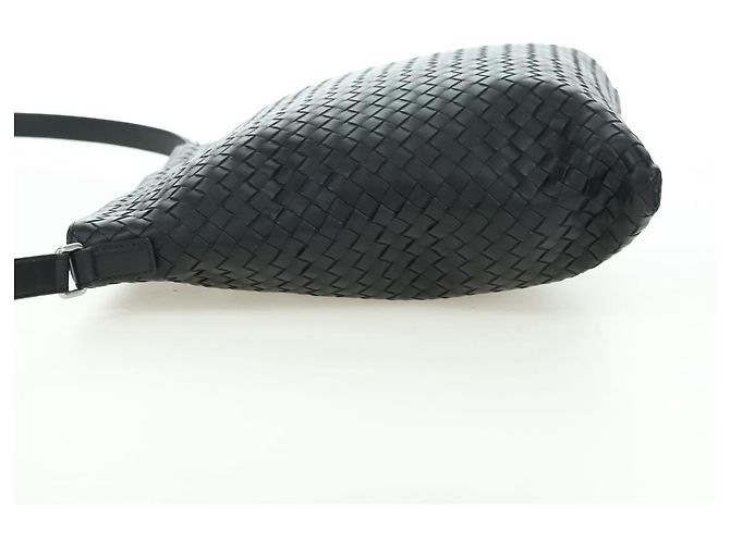 Borsa a Spalla in Pelle Nera Intrecciato Bottega Veneta Argento Auth am11497SAV Nero - vista 4