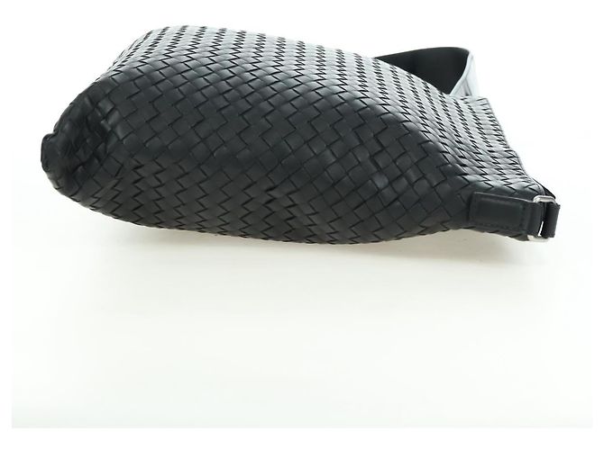 Borsa a Spalla in Pelle Nera Intrecciato Bottega Veneta Argento Auth am11497SAV Nero - vista 5