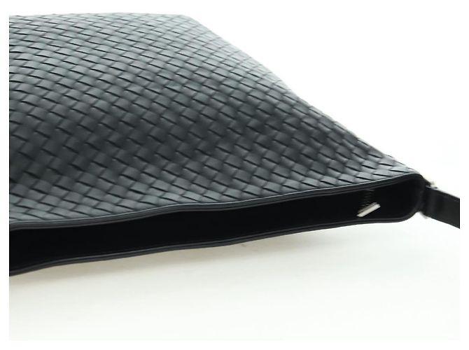 Borsa a Spalla in Pelle Nera Intrecciato Bottega Veneta Argento Auth am11497SAV Nero - vista 6
