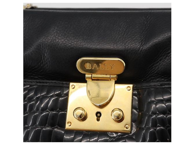 BALLY Borsa a Spalla a Catena Pelle Nera Oro Auth ka4189A Nero D'oro - vista 14