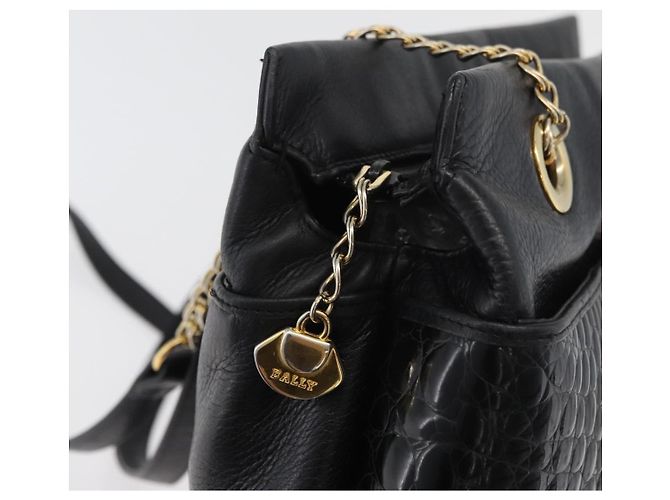 BALLY Borsa a Spalla a Catena Pelle Nera Oro Auth ka4189A Nero D'oro - vista 15