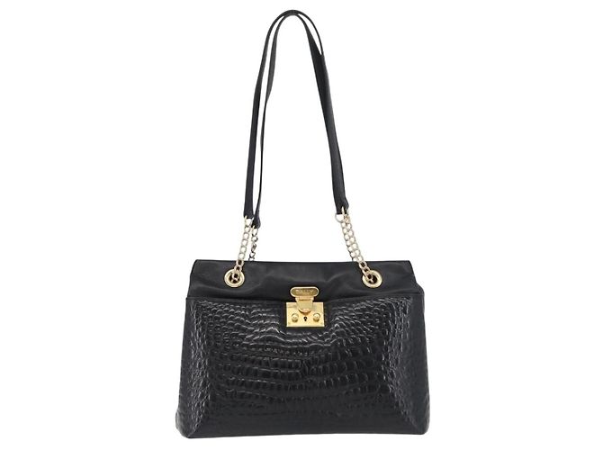 BALLY Borsa a Spalla a Catena Pelle Nera Oro Auth ka4189A Nero D'oro - vista 2