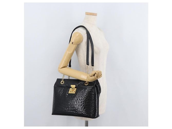 BALLY Borsa a Spalla a Catena Pelle Nera Oro Auth ka4189A Nero D'oro - vista 24