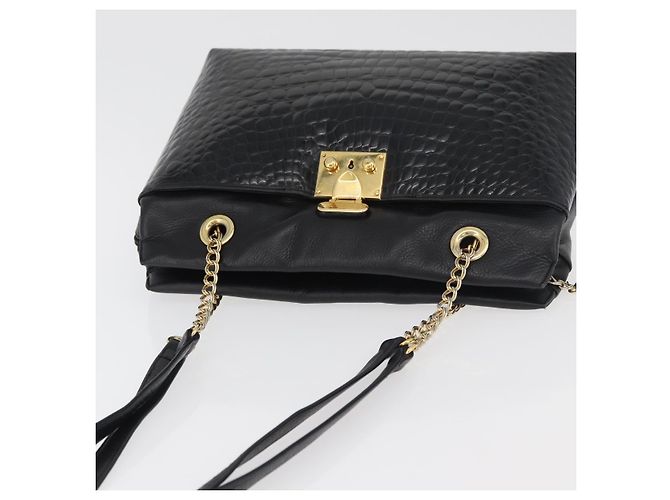 BALLY Borsa a Spalla a Catena Pelle Nera Oro Auth ka4189A Nero D'oro - vista 6