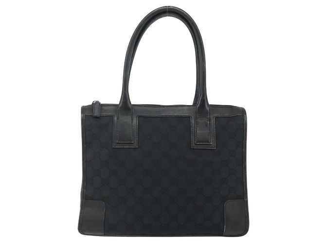 Borsa Tote GG Canvas Gucci Nera Oro Auth 177786 Nero D'oro - vista 2