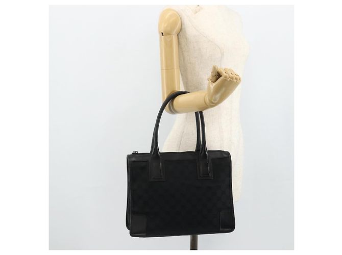 Borsa Tote GG Canvas Gucci Nera Oro Auth 177786 Nero D'oro - vista 22