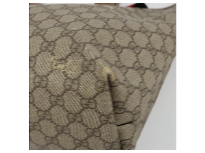 Borsa tote Gucci GG Supreme Web Sherry Line in PVC beige e oro 211134 Auth BA12361 D'oro - vista 10