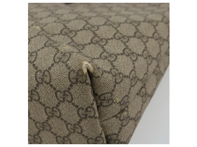 Borsa tote Gucci GG Supreme Web Sherry Line in PVC beige e oro 211134 Auth BA12361 D'oro - vista 12