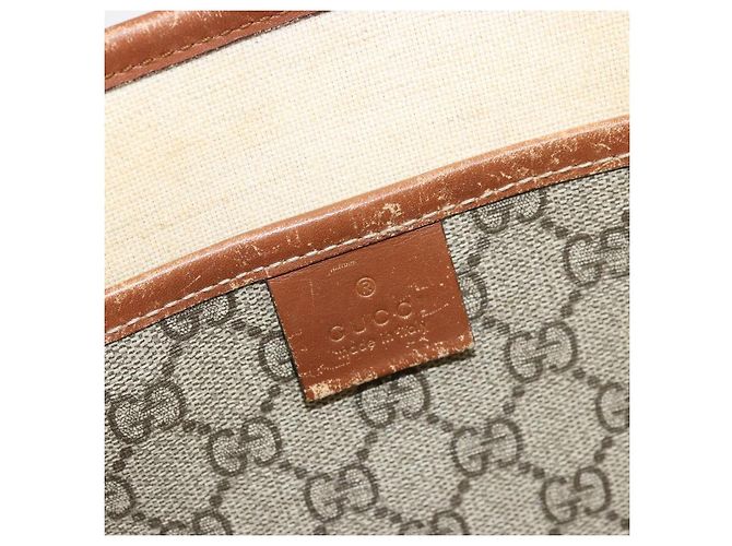 Borsa tote Gucci GG Supreme Web Sherry Line in PVC beige e oro 211134 Auth BA12361 D'oro - vista 15