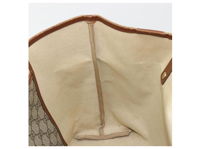 Borsa tote Gucci GG Supreme Web Sherry Line in PVC beige e oro 211134 Auth BA12361 D'oro - vista 17