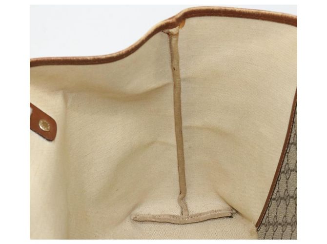 Borsa tote Gucci GG Supreme Web Sherry Line in PVC beige e oro 211134 Auth BA12361 D'oro - vista 18