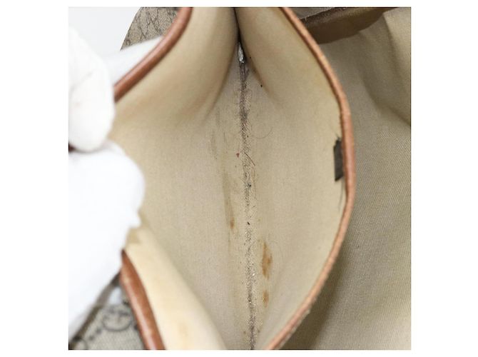 Borsa tote Gucci GG Supreme Web Sherry Line in PVC beige e oro 211134 Auth BA12361 D'oro - vista 19