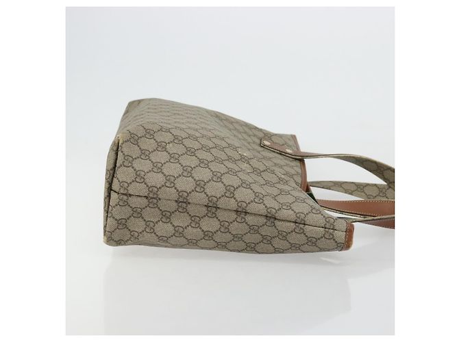 Borsa tote Gucci GG Supreme Web Sherry Line in PVC beige e oro 211134 Auth BA12361 D'oro - vista 4
