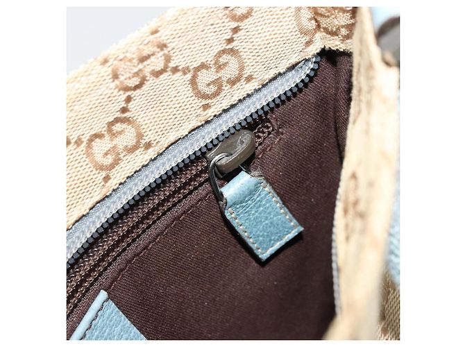 Borsa a Spalla Gucci GG Canvas Sherry Line Beige Argento 146309 Auth 177489A - vista 20