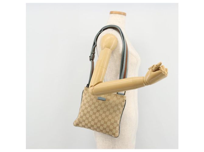Borsa a Spalla Gucci GG Canvas Sherry Line Beige Argento 146309 Auth 177489A - vista 23