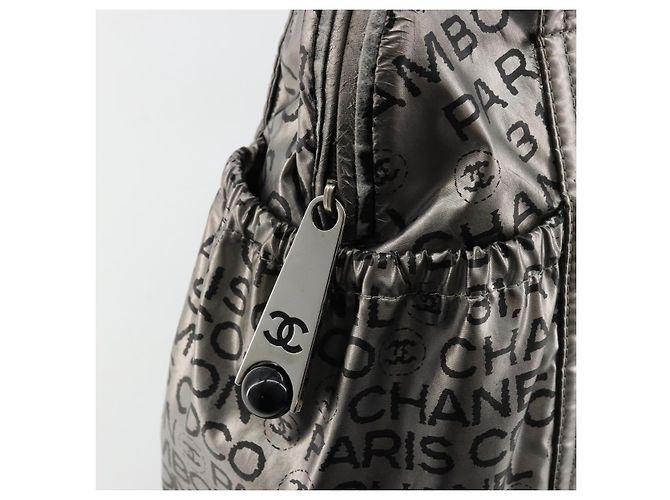 CHANEL Borsa Tote Illimitata Nylon Argento CC Auth bs34865 - vista 14
