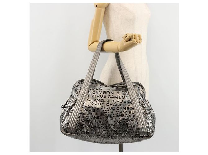 CHANEL Borsa Tote Illimitata Nylon Argento CC Auth bs34865 - vista 22