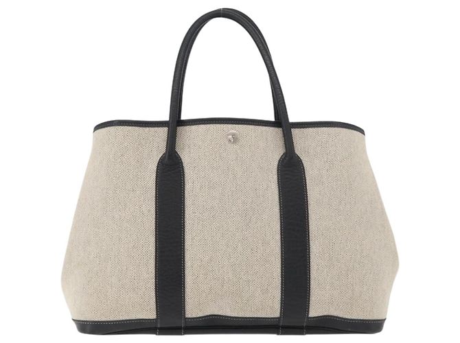Hermès HERMES Borsa a Mano Garden Party PM Tela Beige Argento Auth bs34986V - vista 3