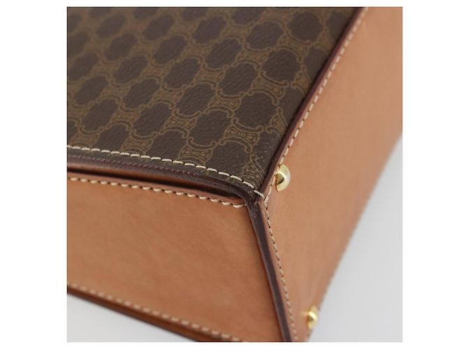 Céline Borsa a mano in tela Macadam CELINE in pelle PVC marrone oro Auth 177206A D'oro - vista 11