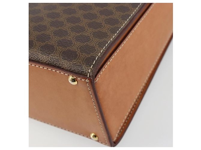 Céline Borsa a mano in tela Macadam CELINE in pelle PVC marrone oro Auth 177206A D'oro - vista 12