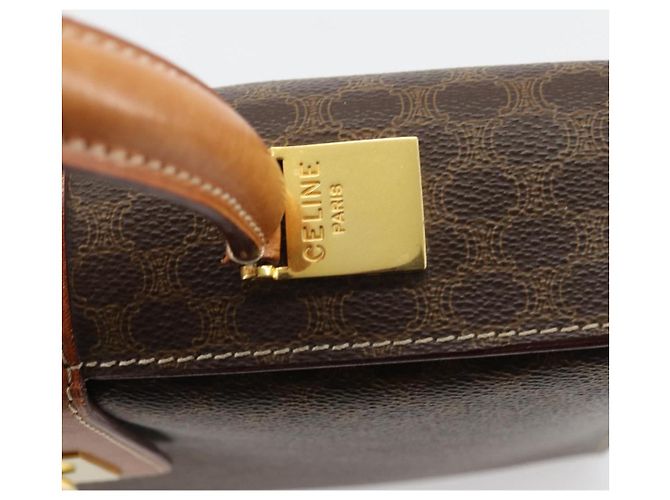 Céline Borsa a mano in tela Macadam CELINE in pelle PVC marrone oro Auth 177206A D'oro - vista 14