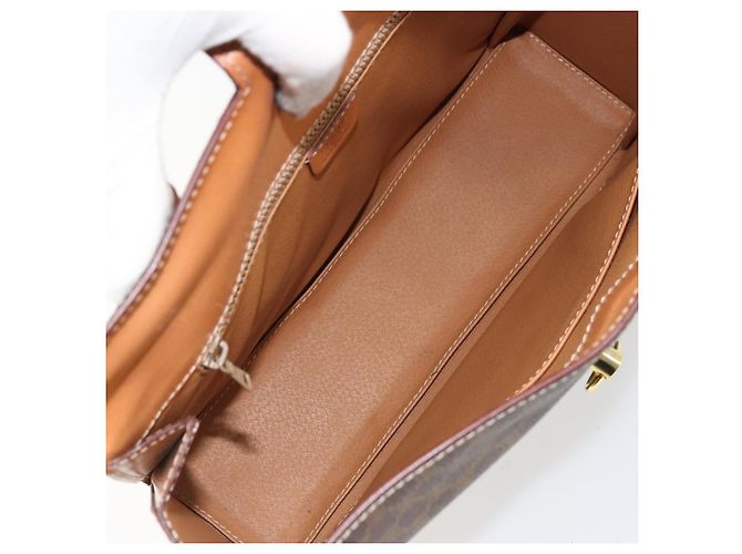 Céline Borsa a mano in tela Macadam CELINE in pelle PVC marrone oro Auth 177206A D'oro - vista 17