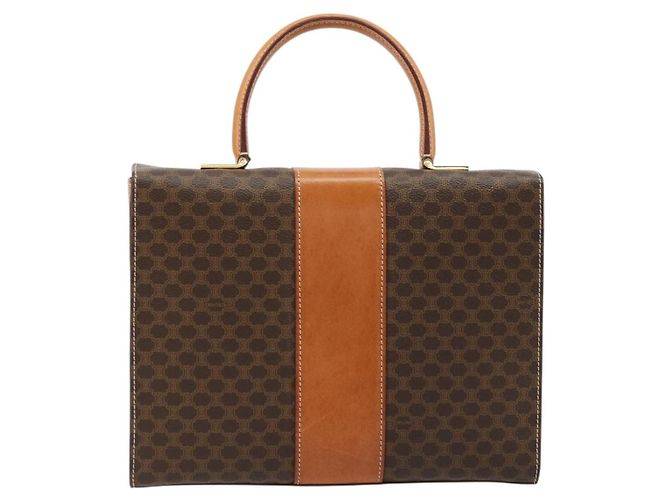 Céline Borsa a mano in tela Macadam CELINE in pelle PVC marrone oro Auth 177206A D'oro - vista 3