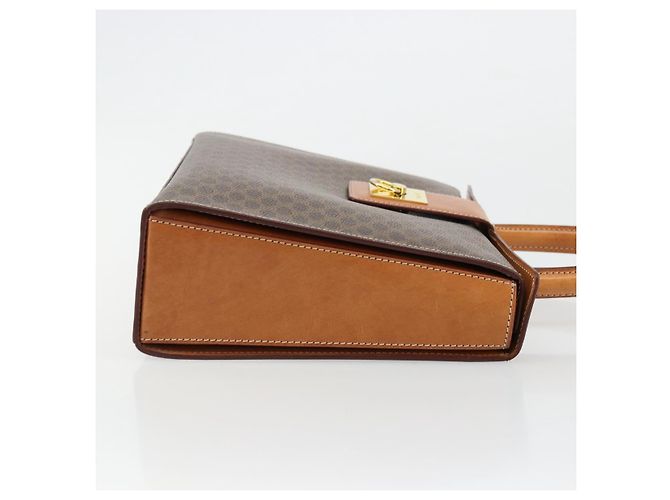 Céline Borsa a mano in tela Macadam CELINE in pelle PVC marrone oro Auth 177206A D'oro - vista 4