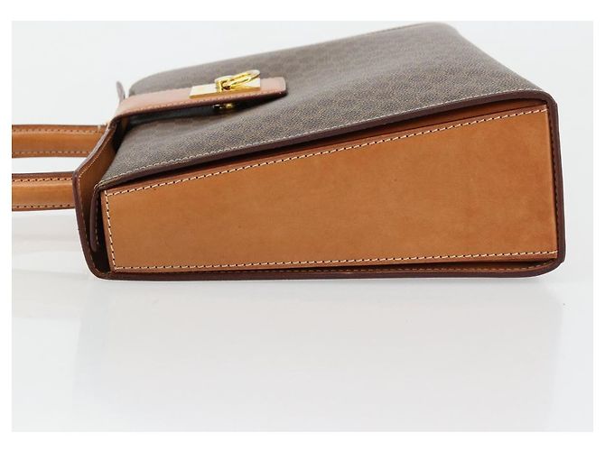 Céline Borsa a mano in tela Macadam CELINE in pelle PVC marrone oro Auth 177206A D'oro - vista 5