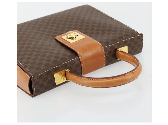 Céline Borsa a mano in tela Macadam CELINE in pelle PVC marrone oro Auth 177206A D'oro - vista 6