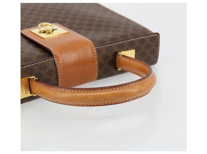 Céline Borsa a mano in tela Macadam CELINE in pelle PVC marrone oro Auth 177206A D'oro - vista 7