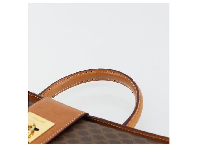 Céline Borsa a mano in tela Macadam CELINE in pelle PVC marrone oro Auth 177206A D'oro - vista 8