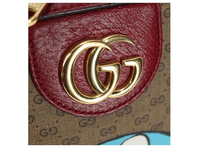 Gucci Zaino Doraemon Micro GG Supreme in PVC beige e oro 647816 Auth BA12426M D'oro - vista 19