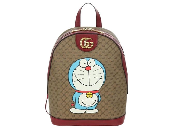 Gucci Zaino Doraemon Micro GG Supreme in PVC beige e oro 647816 Auth BA12426M D'oro - vista 2