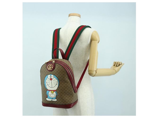 Gucci Zaino Doraemon Micro GG Supreme in PVC beige e oro 647816 Auth BA12426M D'oro - vista 28