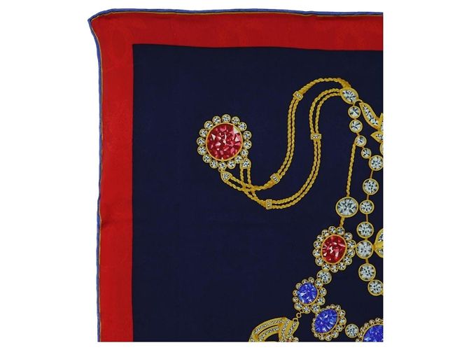 Sciarpa CARTIER Setà Rossa Blu Marina Auth am11465V Rosso Blu navy - vista 2