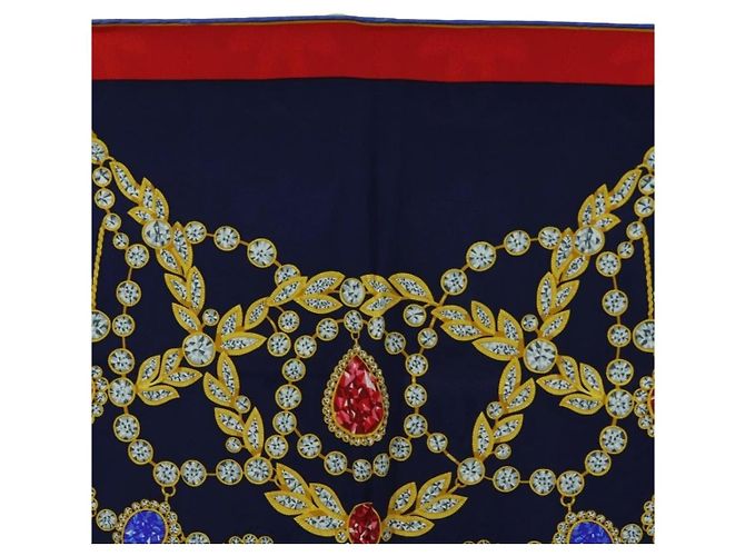 Sciarpa CARTIER Setà Rossa Blu Marina Auth am11465V Rosso Blu navy - vista 3