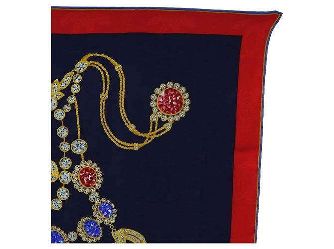 Sciarpa CARTIER Setà Rossa Blu Marina Auth am11465V Rosso Blu navy - vista 4