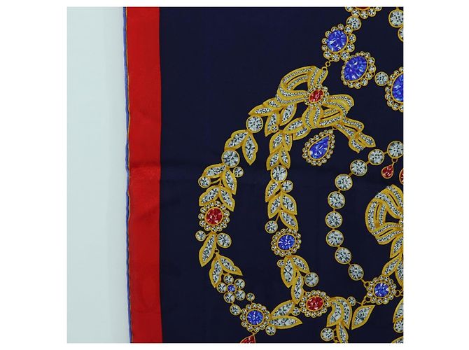 Sciarpa CARTIER Setà Rossa Blu Marina Auth am11465V Rosso Blu navy - vista 5