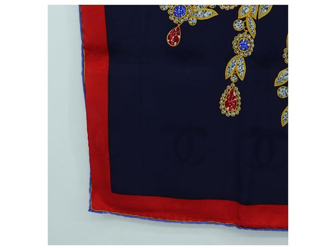 Sciarpa CARTIER Setà Rossa Blu Marina Auth am11465V Rosso Blu navy - vista 8