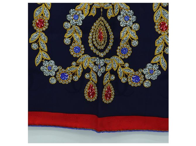 Sciarpa CARTIER Setà Rossa Blu Marina Auth am11465V Rosso Blu navy - vista 9