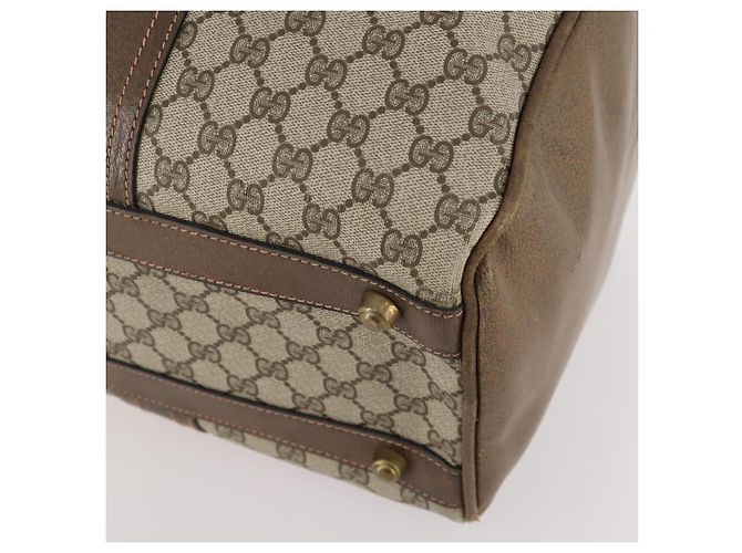Padlock Gucci Borsa Boston GG Supreme in PVC Beige Oro Auth 175348 D'oro - vista 10
