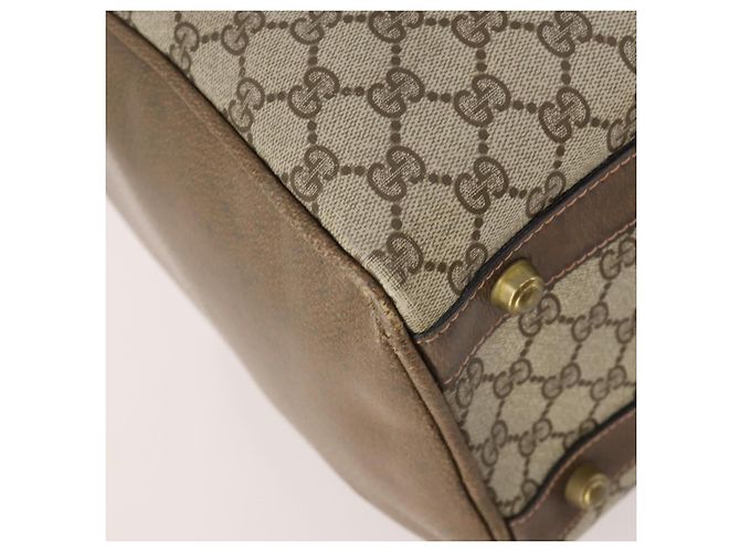 Padlock Gucci Borsa Boston GG Supreme in PVC Beige Oro Auth 175348 D'oro - vista 13