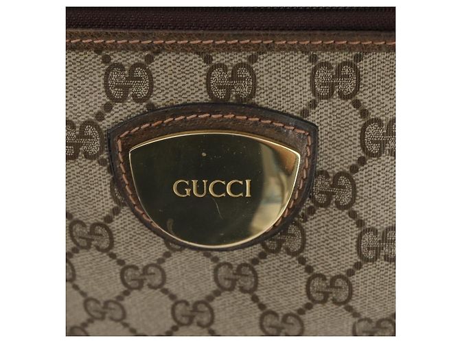 Padlock Gucci Borsa Boston GG Supreme in PVC Beige Oro Auth 175348 D'oro - vista 14