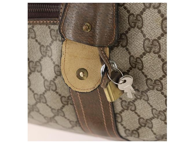 Padlock Gucci Borsa Boston GG Supreme in PVC Beige Oro Auth 175348 D'oro - vista 15