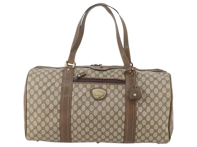 Padlock Gucci Borsa Boston GG Supreme in PVC Beige Oro Auth 175348 D'oro - vista 2