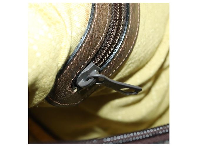 Padlock Gucci Borsa Boston GG Supreme in PVC Beige Oro Auth 175348 D'oro - vista 20