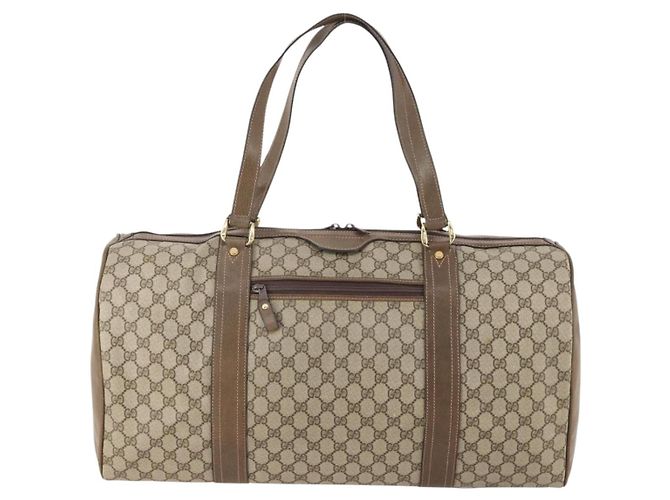 Padlock Gucci Borsa Boston GG Supreme in PVC Beige Oro Auth 175348 D'oro - vista 3