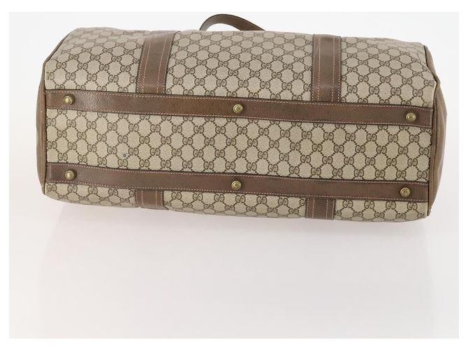 Padlock Gucci Borsa Boston GG Supreme in PVC Beige Oro Auth 175348 D'oro - vista 9
